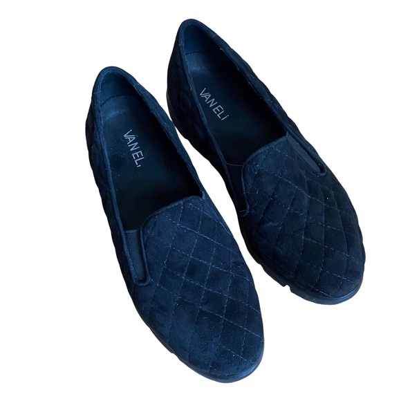 Vaneli Shoes - Vaneli Women's Black Quilted Suede Loafers | size 8 1/2 W | worn once